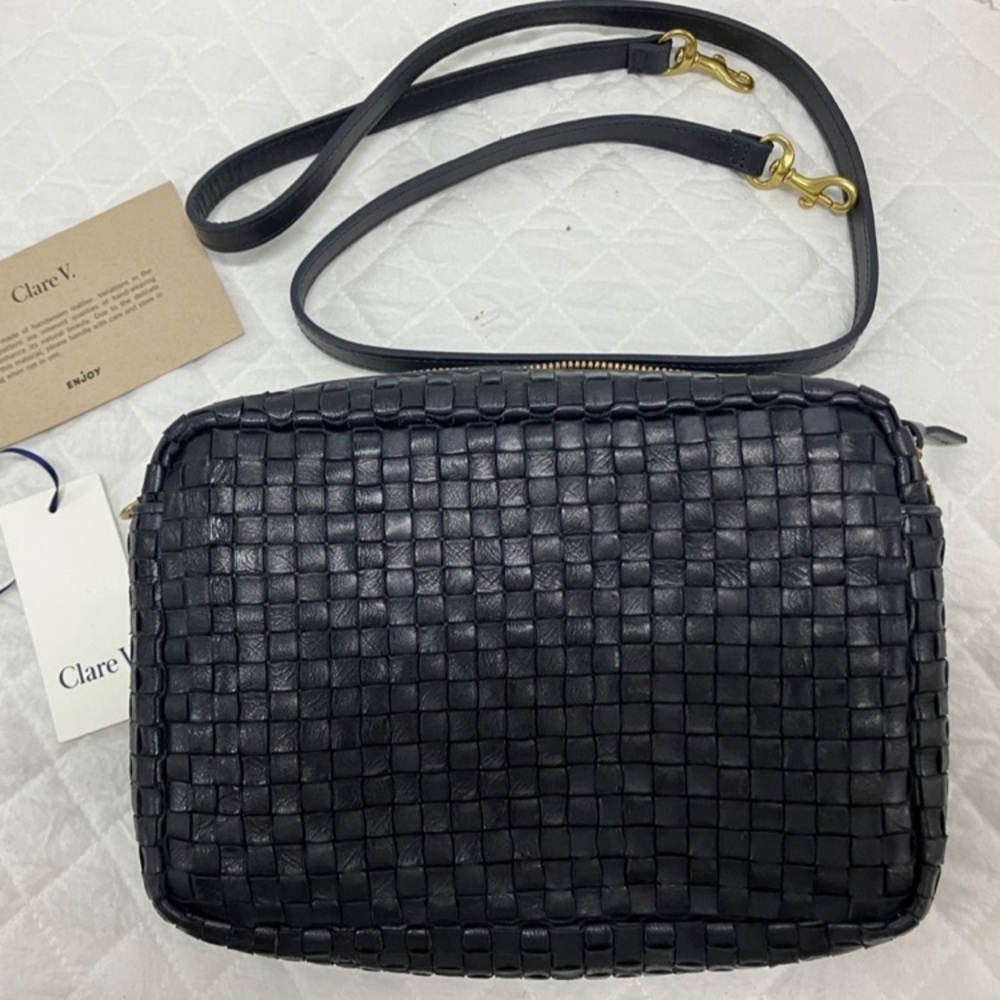 Clare V Marisol Woven Leather Crossbody Bag-EUC